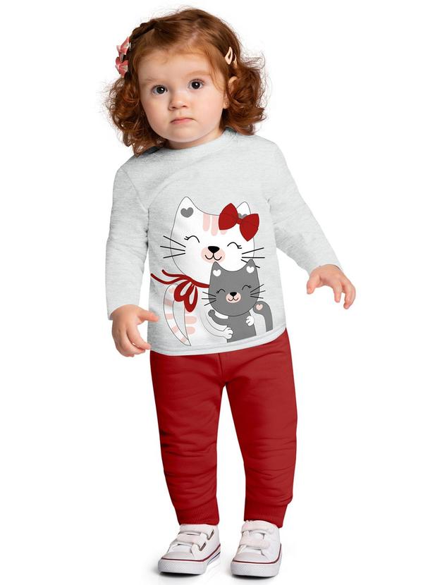 Kyly - Conjunto Infantil Menina Gatinhos Cinza