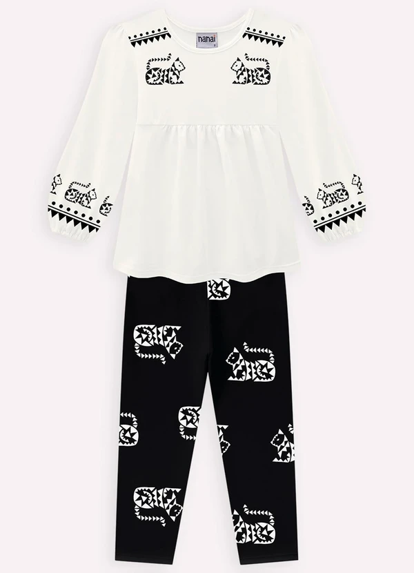Nanai - Conjunto Infantil Menina Gatinhos Off White 2