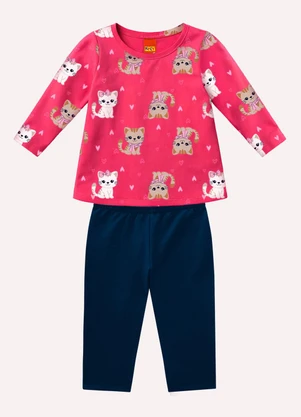 Kyly - Conjunto Infantil Menina Gatos Rosa - KYLY