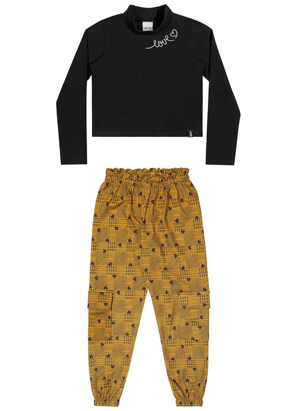 Elian - Conjunto Infantil Menina Gola Alta Preto