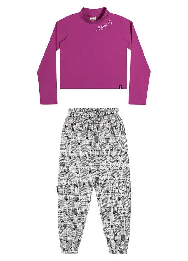 Elian - Conjunto Infantil Menina Gola Alta Roxo