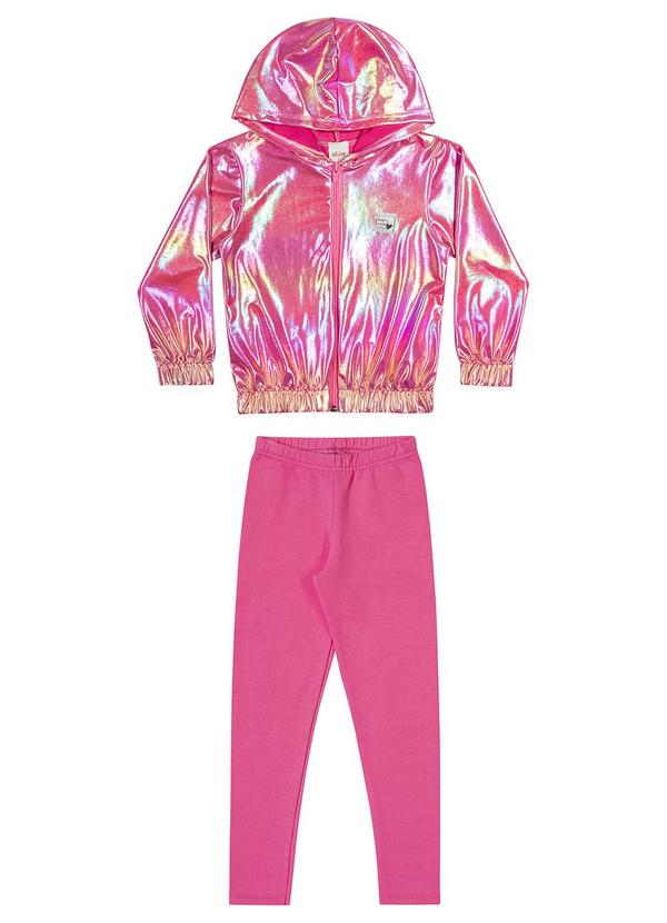 Elian - Conjunto Infantil Menina Holográfico Rosa
