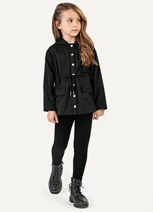 Colorittá - Conjunto Infantil Menina Jaqueta e Legging Preto - COLORITTÁ