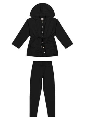 Colorittá - Conjunto Infantil Menina Jaqueta e Legging Preto - COLORITTÁ