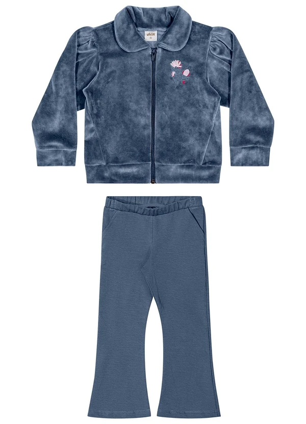 Elian - Conjunto Infantil Menina Jaqueta Plush Azul 2