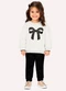 Milon - Conjunto Infantil Menina Laço Rosa - variação: Branco