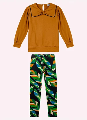 Nanai - Conjunto Infantil Menina Laço Marrom - NANAI