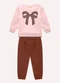 Milon - Conjunto Infantil Menina Laço Rosa - variação: Rosa