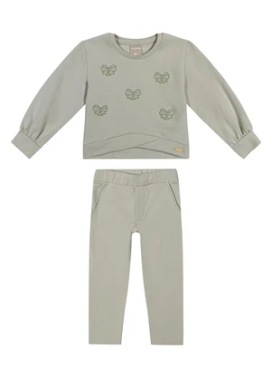 Colorittá - Conjunto Infantil Menina Laços Bordados Cinza - COLORITTÁ