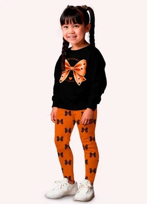Kyly - Conjunto Infantil Menina Laços Preto - KYLY