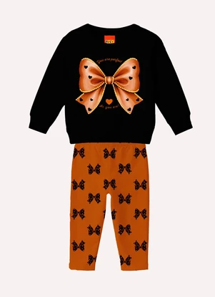 Kyly - Conjunto Infantil Menina Laços Preto - KYLY