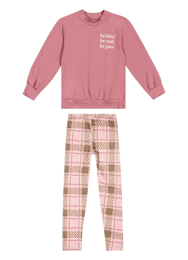 Colorittá - Conjunto Infantil Menina Legging Xadrez Rosa 2