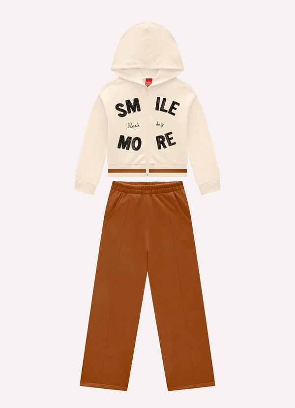 Kyly - Conjunto Infantil Menina Lettering Bege