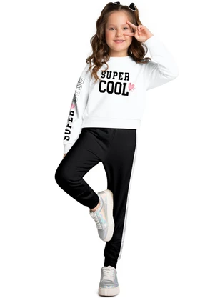 Kyly - Conjunto Infantil Menina Lettering Branco - KYLY
