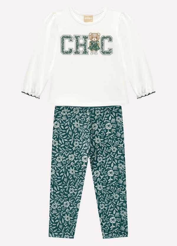 Milon - Conjunto Infantil Menina Lettering Branco