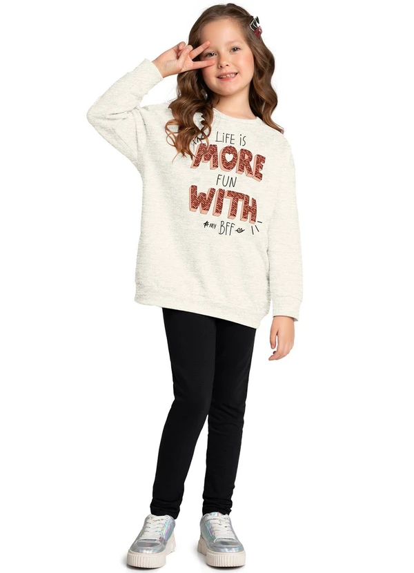 Kyly - Conjunto Infantil Menina Lettering Cinza