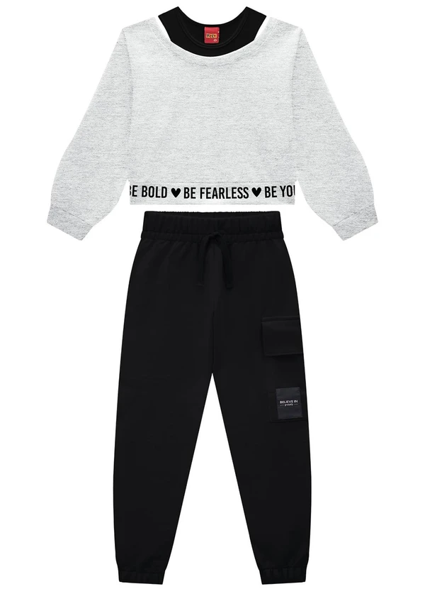Kyly - Conjunto Infantil Menina Lettering Cinza 2