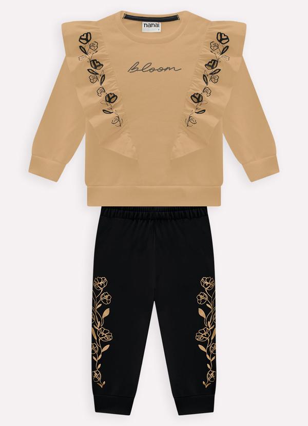 Nanai - Conjunto Infantil Menina Lettering Marrom 2