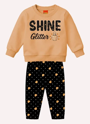 Kyly - Conjunto Infantil Menina Lettering Marrom - KYLY