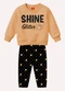 Kyly - Conjunto Infantil Menina Lettering Cinza - variação: Marrom