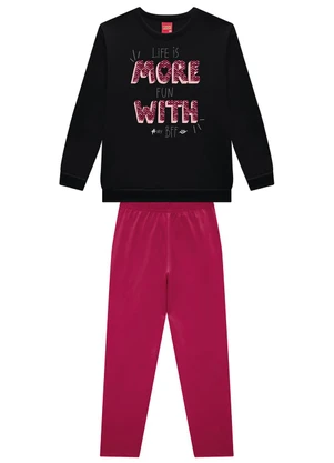 Kyly - Conjunto Infantil Menina Lettering Preto - KYLY