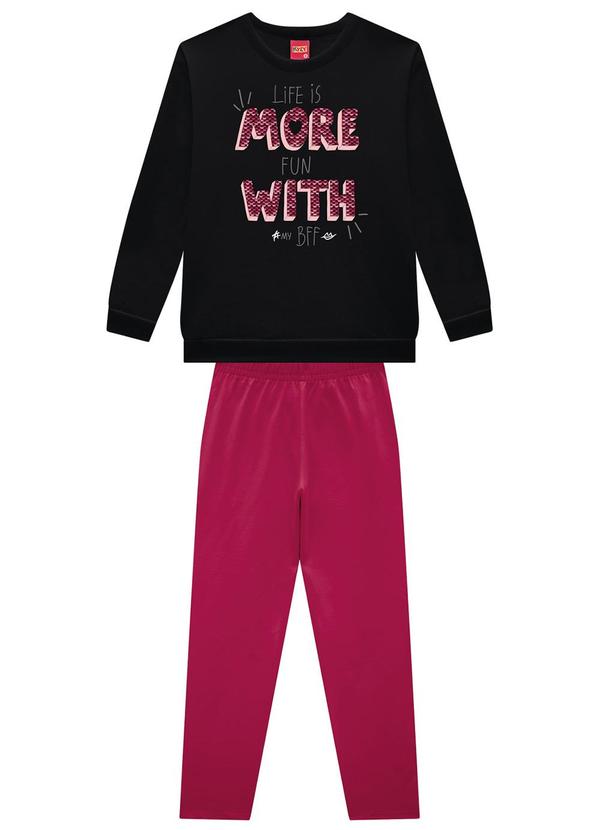 Kyly - Conjunto Infantil Menina Lettering Preto