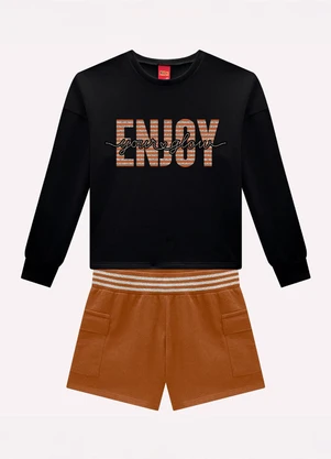 Kyly - Conjunto Infantil Menina Lettering Preto - KYLY