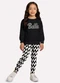 Milon - Conjunto Infantil Menina Lettering Preto - variação: Preto