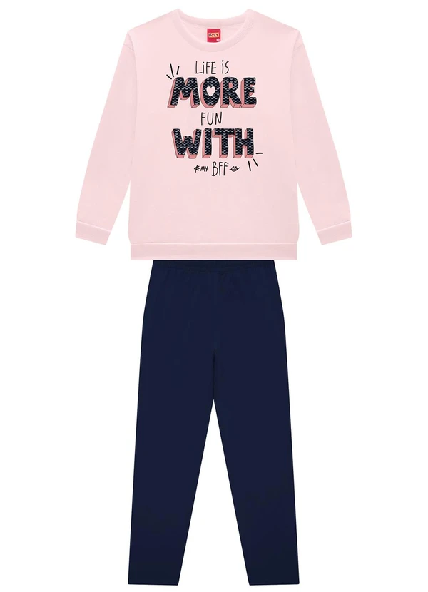 Kyly - Conjunto Infantil Menina Lettering Rosa
