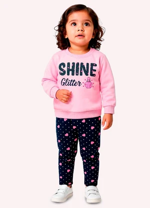 Kyly - Conjunto Infantil Menina Lettering Rosa - KYLY