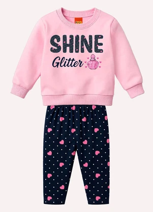 Kyly - Conjunto Infantil Menina Lettering Rosa - KYLY