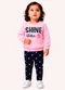 Kyly - Conjunto Infantil Menina Lettering Cinza - variação: Rosa