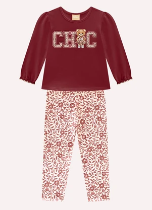 Milon - Conjunto Infantil Menina Lettering Vermelho - MILON