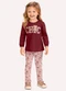 Milon - Conjunto Infantil Menina Lettering Branco - variação: Vermelho