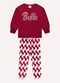 Milon - Conjunto Infantil Menina Lettering Preto - variação: Vermelho