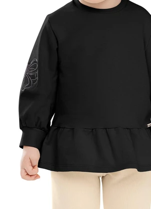 Colorittá - Conjunto Infantil Menina Longo Bordado Preto - COLORITTÁ