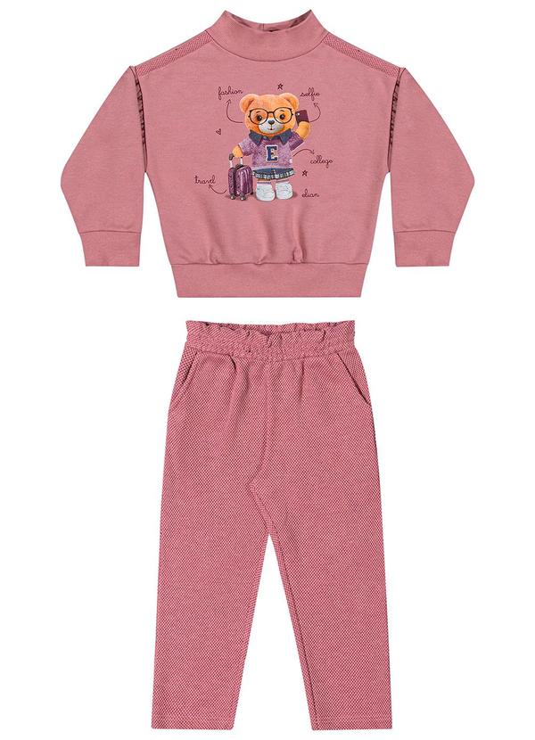 Elian - Conjunto Infantil Menina Longo Ursinho Rosa 2