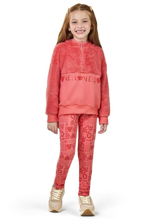 Elian - Conjunto Infantil Menina Love Peluciado Laranja 1