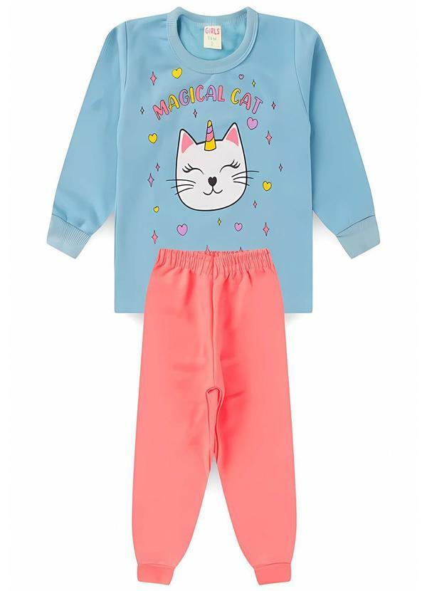 Rosa Azul - Conjunto Infantil Menina Magical Cat Azul