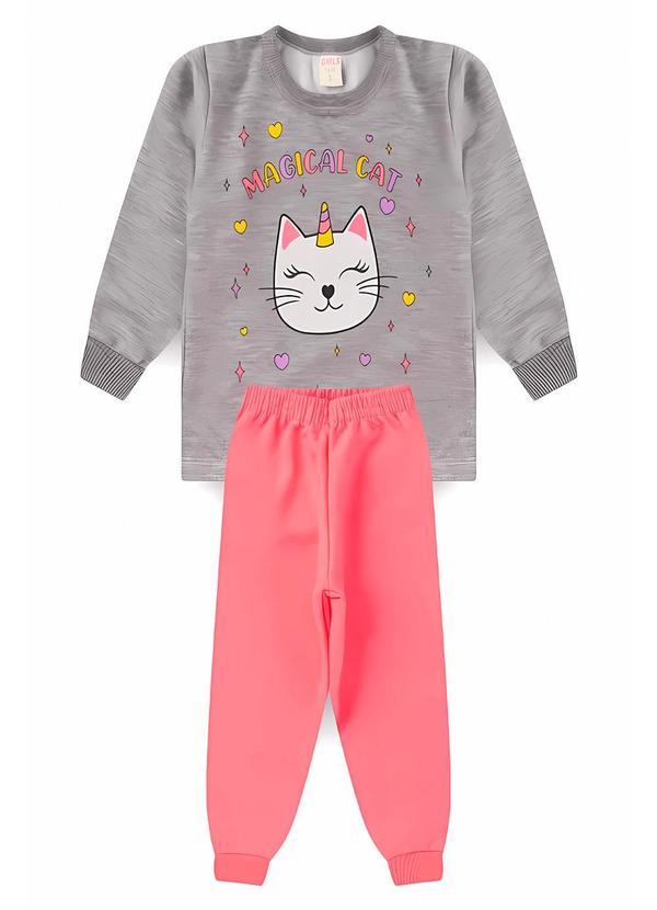 Rosa Azul - Conjunto Infantil Menina Magical Cat Cinza