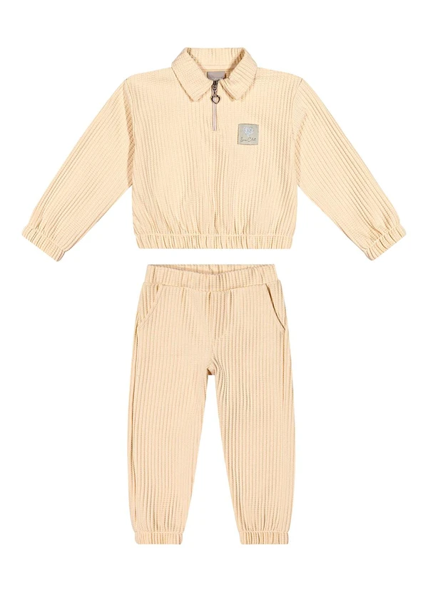 Colorittá - Conjunto Infantil Menina Malha Tricô Bege 2
