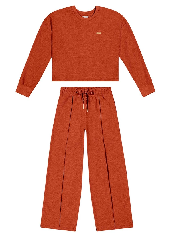 Colorittá - Conjunto Infantil Menina Malha Tricô Marrom