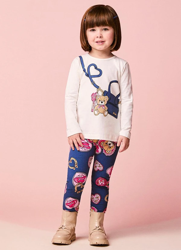 Momi - Conjunto Infantil Menina Manga Longa com Bolsinha