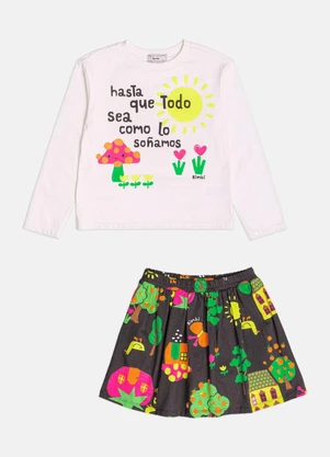 Bimbi - Conjunto Infantil Menina Manga Longa Rosa - BIMBI