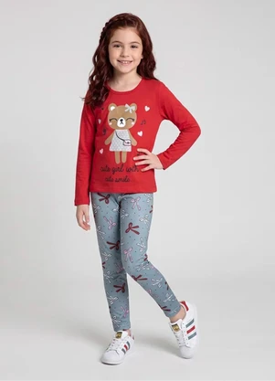 Rovitex - Conjunto Infantil Menina Meia Estação Vermelho - ROVITEX
