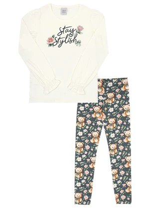Pulla Bulla - Conjunto Infantil Menina Meia Malha  Bege  - PULLA BULLA