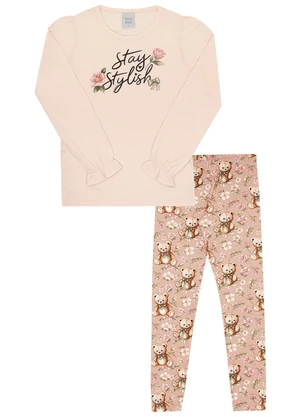 Pulla Bulla - Conjunto Infantil Menina Meia Malha Rosa - PULLA BULLA