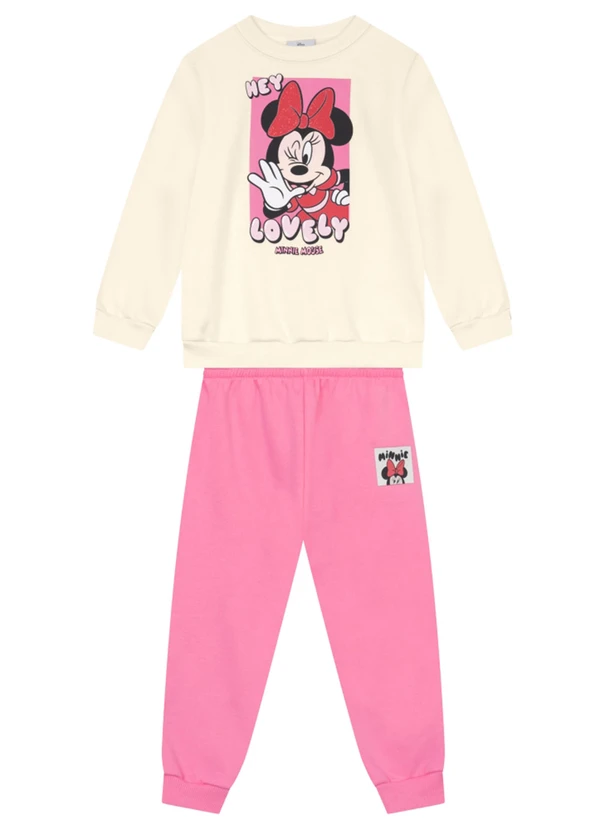 Brandili - Conjunto Infantil Menina Minnie Mouse Natural