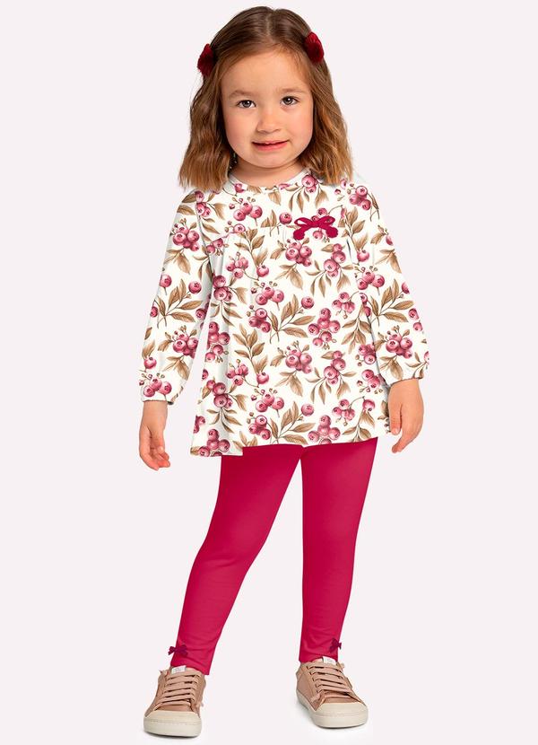 Milon - Conjunto Infantil Menina Mirtilos Off White
