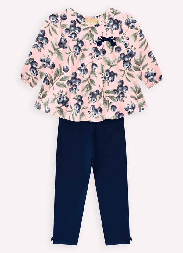 Milon - Conjunto Infantil Menina Mirtilos Rosa